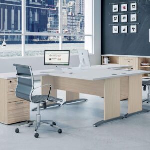 Buronomic-Retro bureau angle blanc et bois modulable