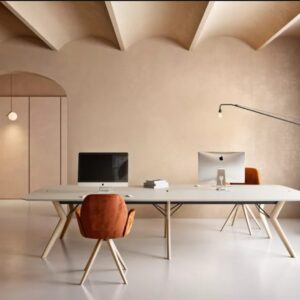 Mobitec-Trava bureau paratge rectangle XL blanc et bois