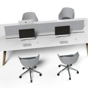 Robberechts-Junto Landing bureau partagé blanc avec cloison anti bruit amovible