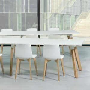 Robberechts-Junto Présentation Bureau de réunion en U blanc pied en bois