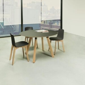 Robberechts-Junto wood bureau rond noir pied en bois