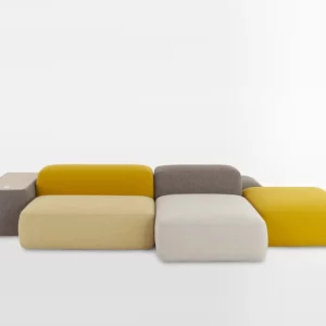Lapalma-Plus Pouf et banquette d'acceuil modulaire en tissu jaune