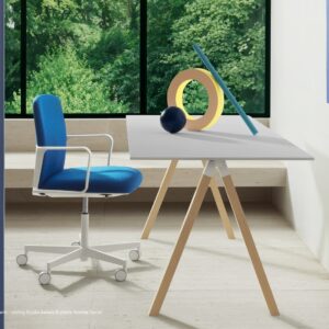 Pedrali-Temps swivel office chair with castors blue
