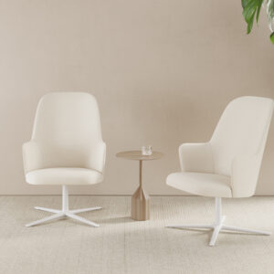 Viccarbe-Aleta Chaise lounge pivotante en tissu blanc