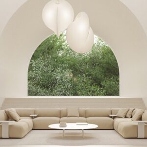 Viccarbe-Savina Canape d'acceuil modulaire en tissu beige